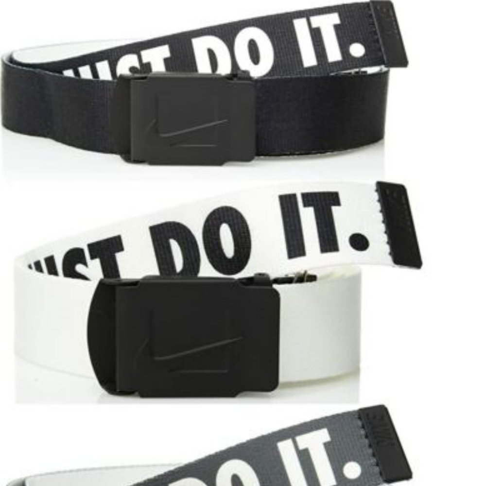 Nike PGA Golf Web Belt Just Do It Reversible Black/ White/ GRAY OSFA up to 42